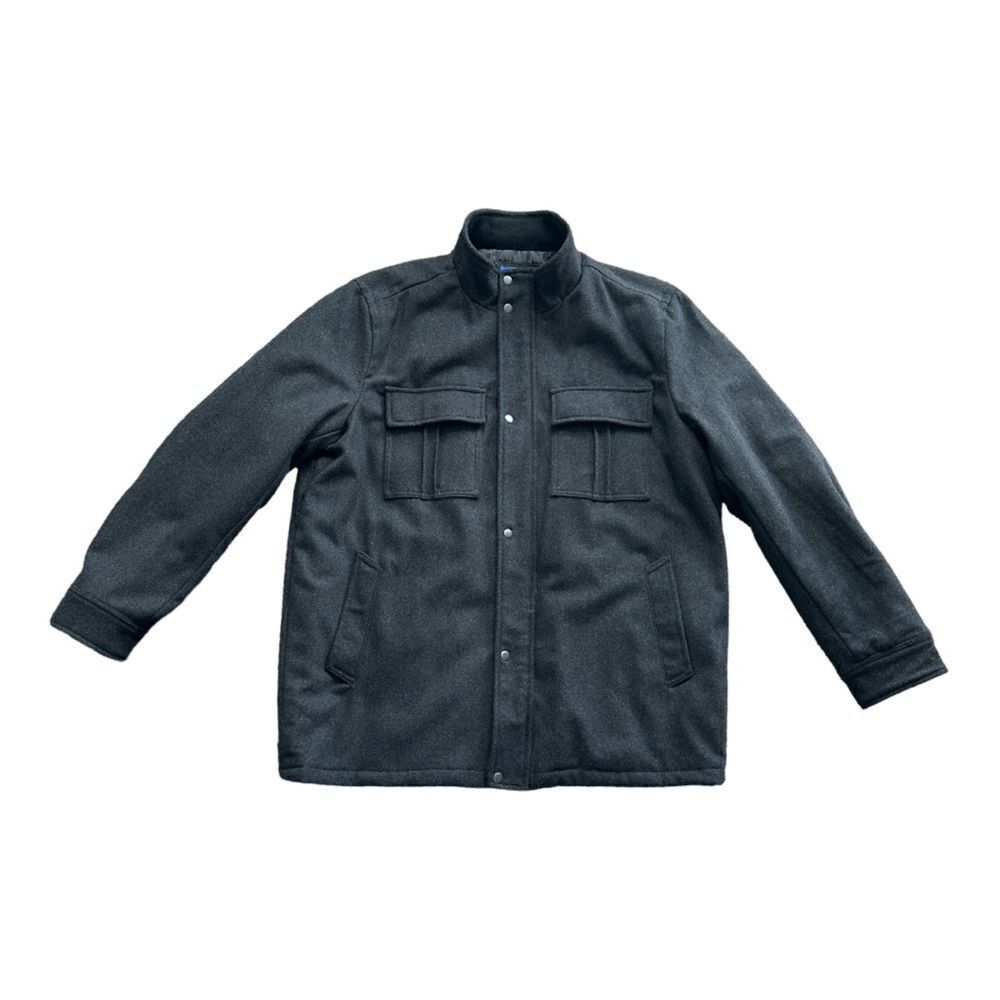 Apt 9 Wool Blend Field Jacket Mens XL Black Snap Zip Heavy Coat